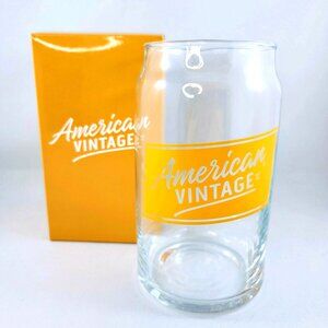 American Vintage Drinking Glass Beverage Company Can Shaped Clear NIB